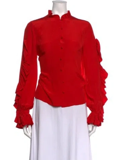 Pre-owned Alexis Silk Long Sleeve Blouse In Red