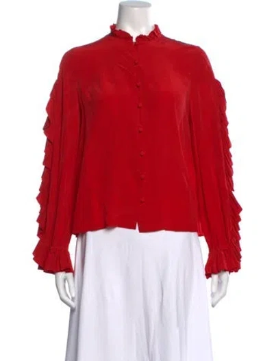 Pre-owned Alexis Silk Long Sleeve Blouse In Red