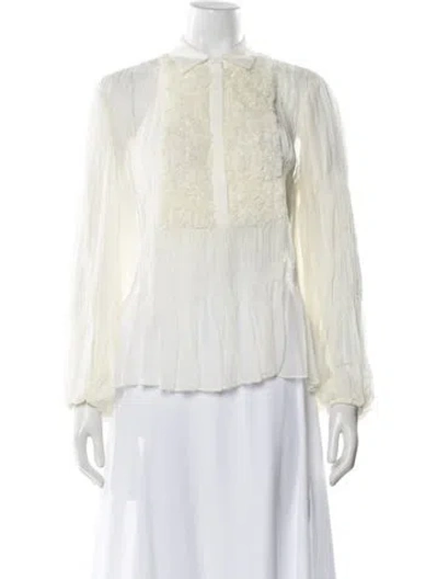 Pre-owned Alexis Silk Long Sleeve Blouse W/ Tags In White
