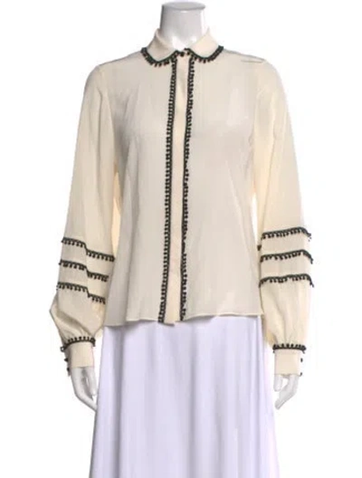 Pre-owned Alexis Silk Long Sleeve Blouse In White
