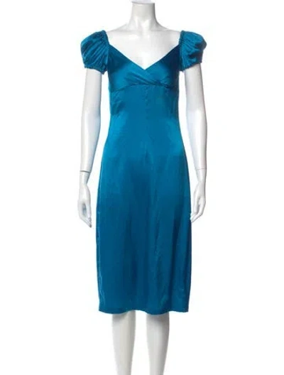Pre-owned Alexis Silk Midi Length Dress In Blue