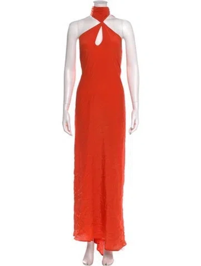Pre-owned Alexis Silk Midi Length Dress In Orange
