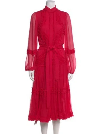Pre-owned Alexis Silk Midi Length Dress In Pink