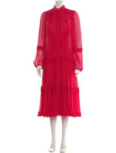 Pre-owned Alexis Silk Midi Length Dress In Pink