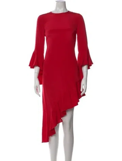 Pre-owned Alexis Silk Midi Length Dress In Red