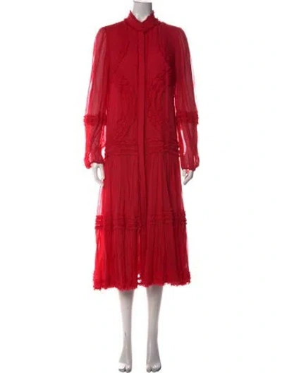 Pre-owned Alexis Silk Midi Length Dress In Red