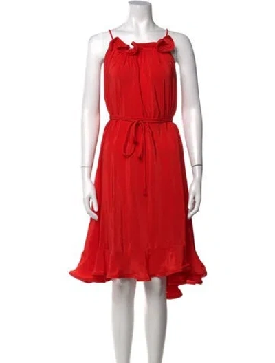 Pre-owned Alexis Silk Midi Length Dress In Red