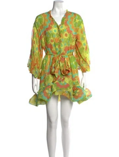 Pre-owned Alexis Silk Mini Dress In Green