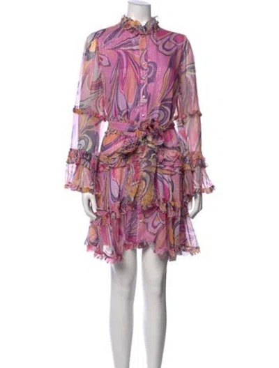 Pre-owned Alexis Silk Mini Dress W/ Tags In Metallic/purple