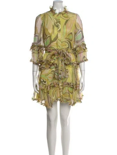 Pre-owned Alexis Silk Mini Dress In Yellow