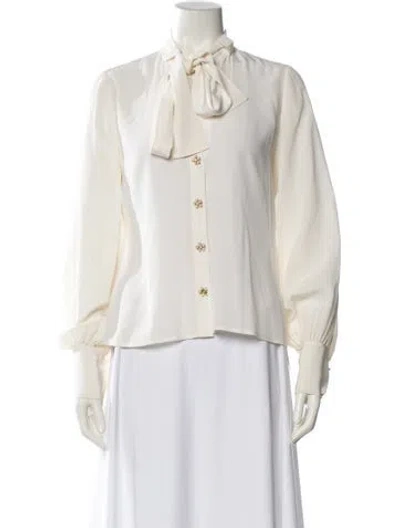 Pre-owned Alexis Silk Mock Neck Blouse In Black