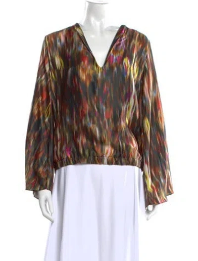 Pre-owned Alexis Silk Patterned Blouse In Black