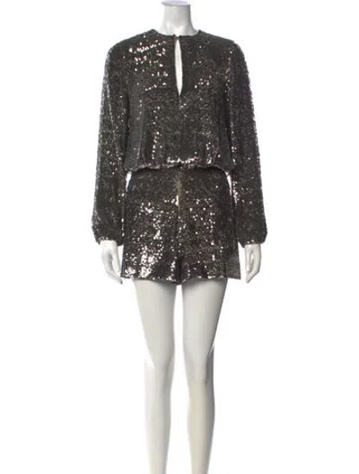 Pre-owned Alexis Silk Patterned Romper In Multicolor
