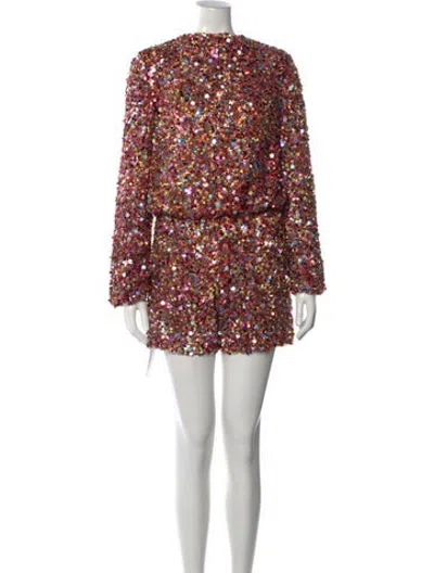 Pre-owned Alexis Silk Patterned Romper In Multicolor