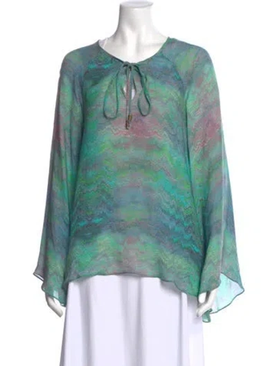 Pre-owned Alexis Silk Printed Blouse In Green