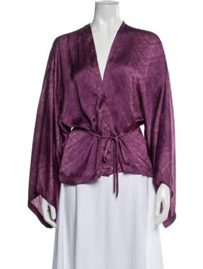 Pre-owned Alexis Silk Printed Blouse In Purple