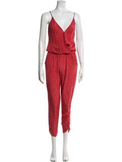 Pre-owned Alexis Silk Printed Jumpsuit In Red