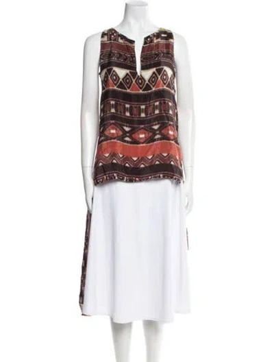 Pre-owned Alexis Silk Printed Tunic In Brown