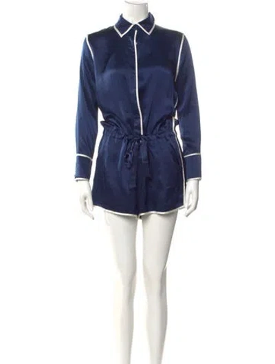 Pre-owned Alexis Silk Romper In Blue