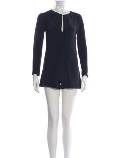 Pre-owned Alexis Silk Scoop Neck Romper In Blue