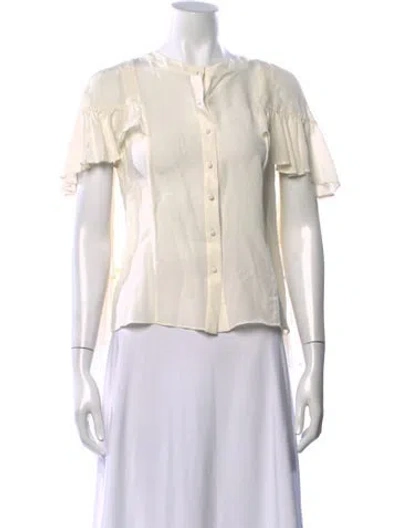 Pre-owned Alexis Silk Short Sleeve Blouse In Neutral