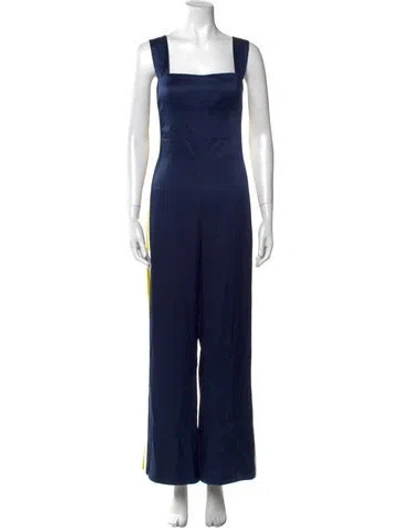 Pre-owned Alexis Silk Square Neckline Jumpsuit In Blue