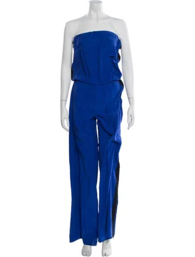 Pre-owned Alexis Silk Strapless Jumpsuit In Blue