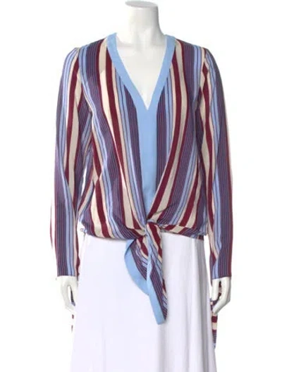 Pre-owned Alexis Silk Striped Blouse In Blue