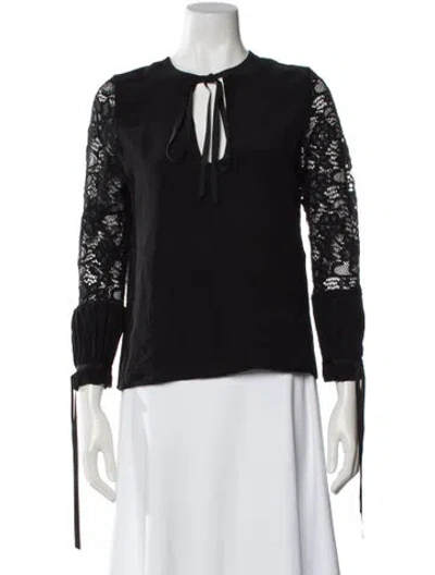 Pre-owned Alexis Silk Tie Neck Blouse In Black