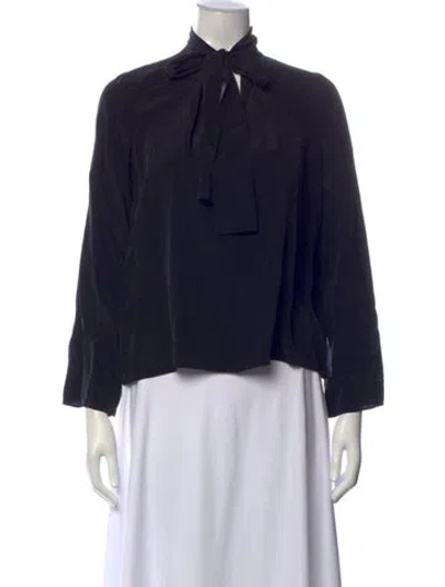 Pre-owned Alexis Silk Tie Neck Blouse In Black