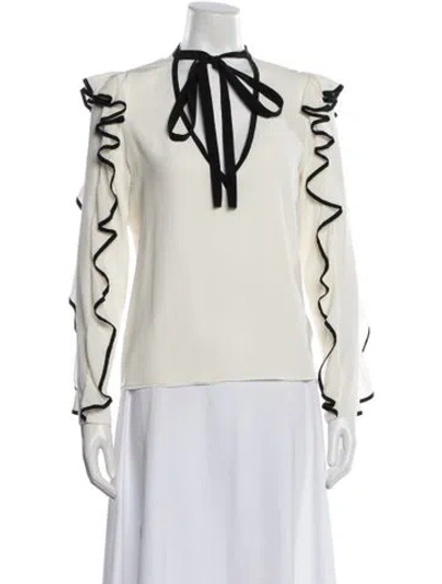 Pre-owned Alexis Silk Tie Neck Blouse In White