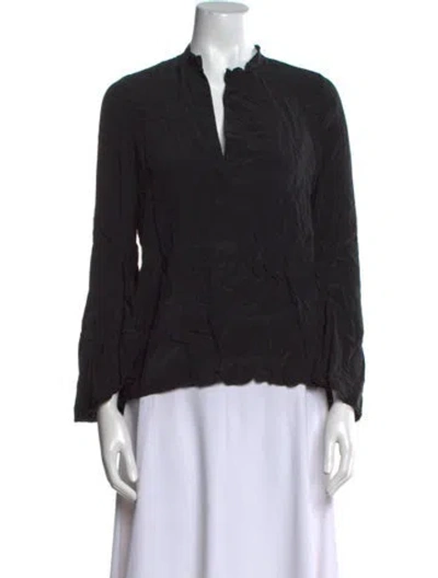 Pre-owned Alexis Silk V-neck Blouse In Black
