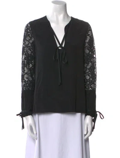 Pre-owned Alexis Silk V-neck Blouse In Black