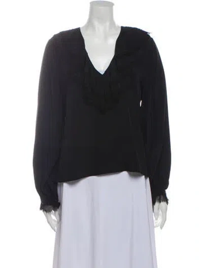 Pre-owned Alexis Silk V-neck Blouse In Black