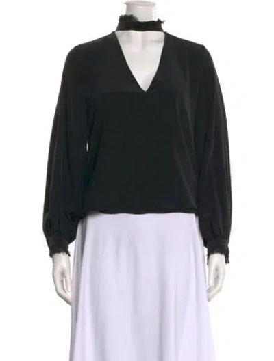 Pre-owned Alexis Silk V-neck Blouse In Black