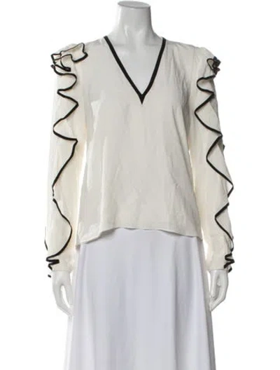 Pre-owned Alexis Silk V-neck Blouse In Black/neutrals