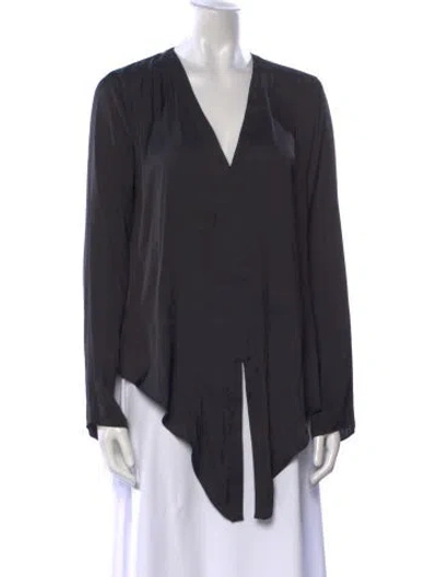 Pre-owned Alexis Silk V-neck Blouse In Gray