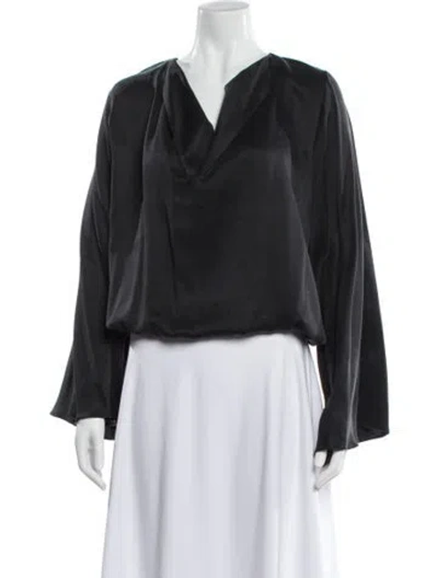 Pre-owned Alexis Silk V-neck Blouse In Gray
