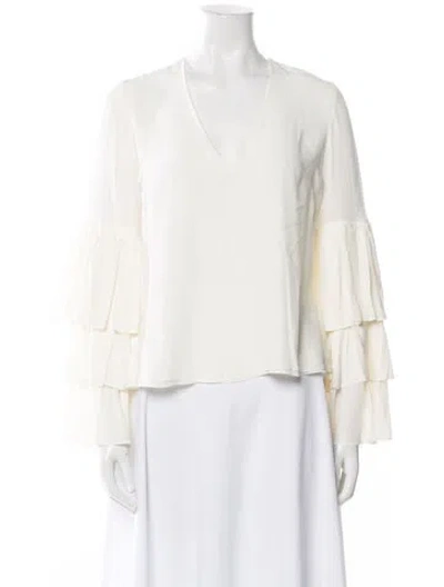 Pre-owned Alexis Silk V-neck Blouse In Neutral
