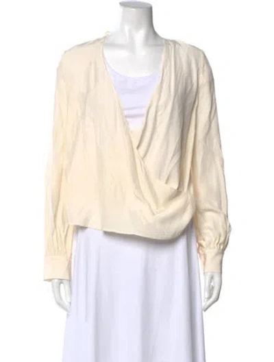 Pre-owned Alexis Silk V-neck Blouse In Neutral