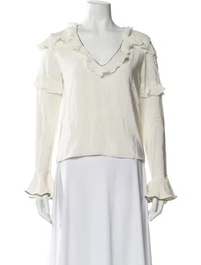 Pre-owned Alexis Silk V-neck Blouse In Neutral