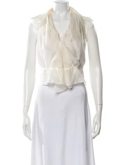 Pre-owned Alexis Silk V-neck Blouse In Neutral