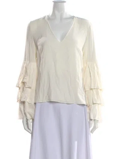 Pre-owned Alexis Silk V-neck Blouse In Neutral