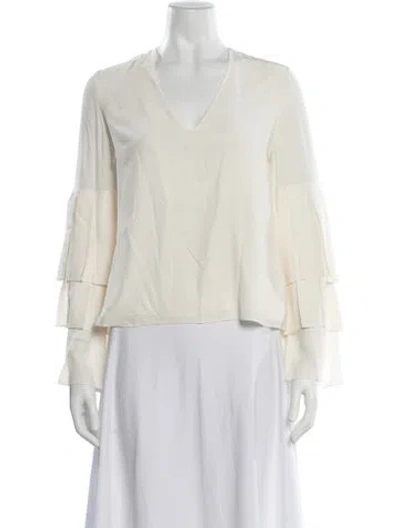 Pre-owned Alexis Silk V-neck Blouse In Neutrals