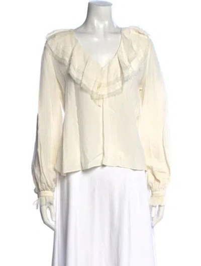 Pre-owned Alexis Silk V-neck Blouse In Neutrals
