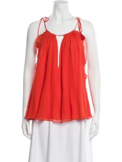 Pre-owned Alexis Silk V-neck Blouse In Orange