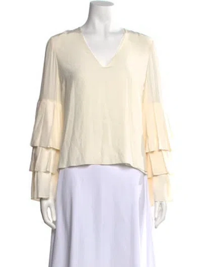 Pre-owned Alexis Silk V-neck Blouse W/ Tags In Neutral