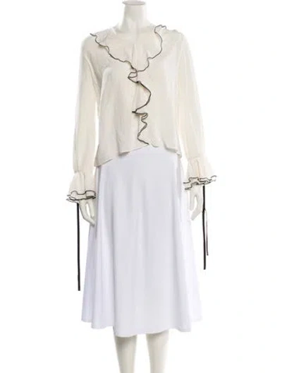 Pre-owned Alexis Silk V-neck Blouse In White