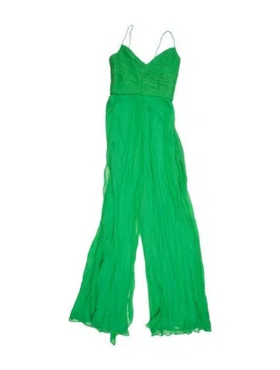 Pre-owned Alexis Silk V-neck Jumpsuit In Green