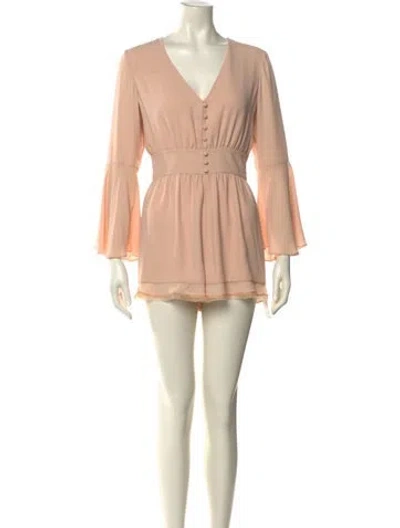 Pre-owned Alexis Silk V-neck Romper In Pink
